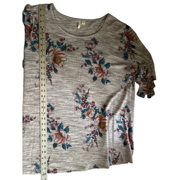 EST. 1846 18/20W Floral Print Heather Gray 3/4 Sleeve Tunic Top Bell Sleeves - Picture 7 of 9